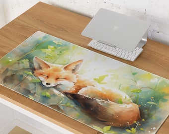 Aquarell Fuchs Mousepad, Große Gaming Schreibtischunterlage