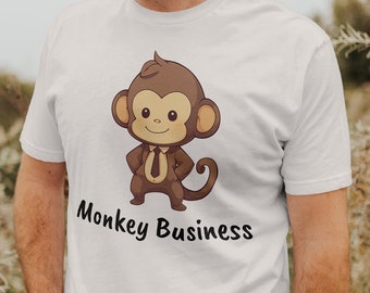 cute and funny monkey shirt: "Monkey Business" t-shirt, great gift shirt for monkey lovers!