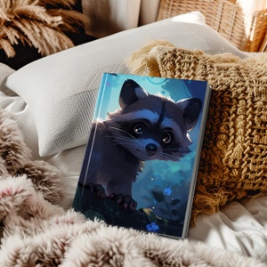 Cute Raccoon Hardcover Matte Journal, Great gift for artists, students and raccoon lovers, Office and school notebook for animal lover.