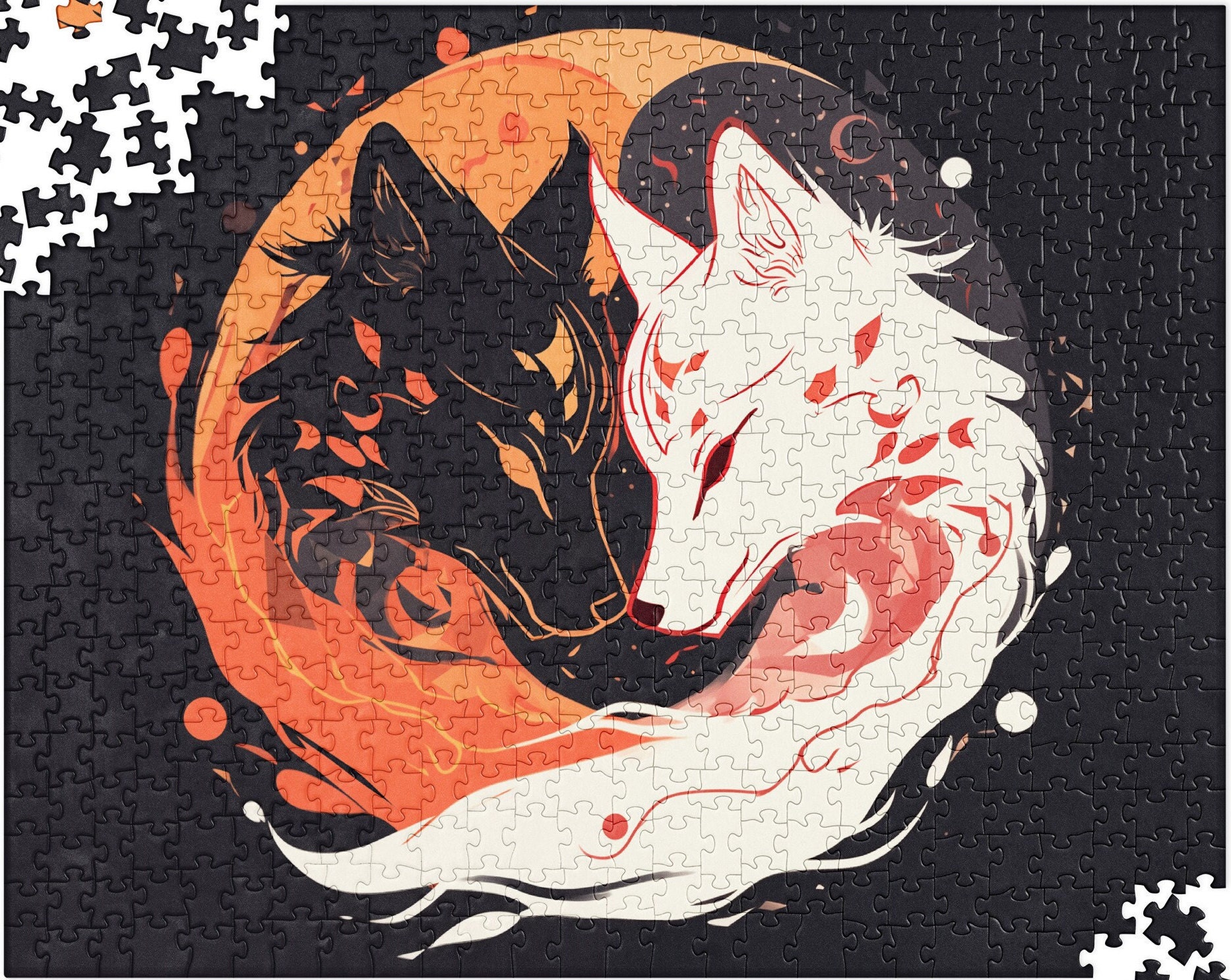 Yin Yang Fox Jigsaw Puzzle, Cute Fox Puzzle, Best Gift for