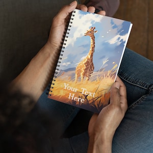 Personalized Giraffe Notebook, journal, diary gift for giraffe lover. Back to school, home and office and student note book for animal lover