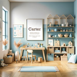 Nameology - CARTER / デジタルダウンロード、赤ちゃんの名前プリント、保育園の壁アート、印刷可能な壁アート、保育園の壁の装飾、パーソナライズされた印刷物