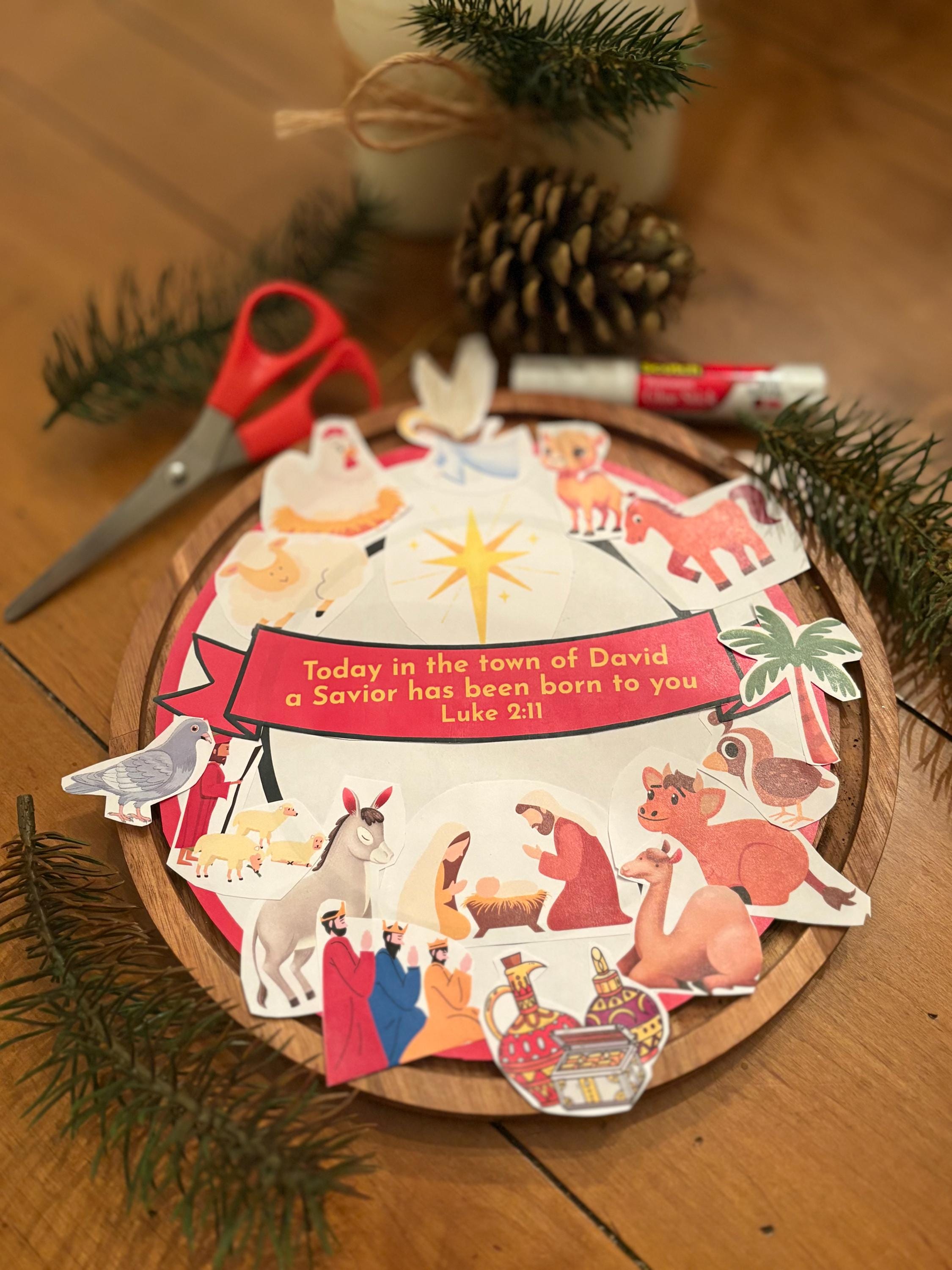 Christmas Jesus Craft for Kids | Printable Nativity Wreath - Etsy