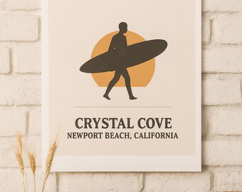 Crystal Cove Surf Poster | Vintage California Beach Print (Digital Download)