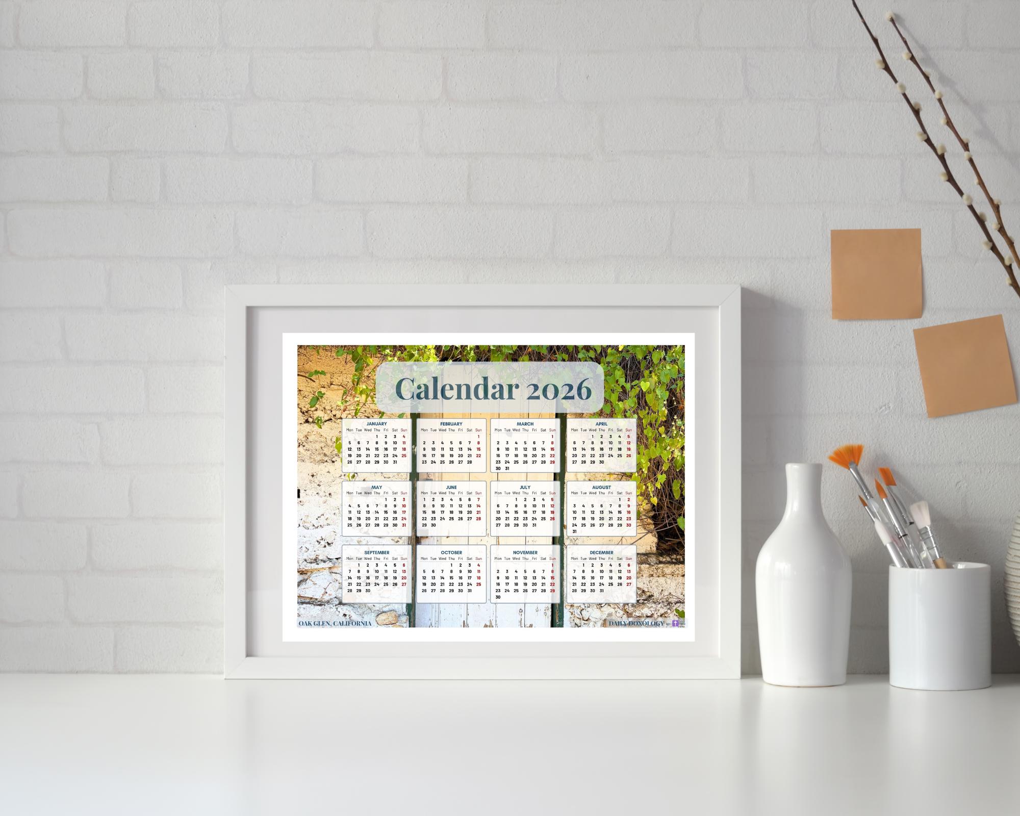 2026 Wall Calendar | Oak Glen Photo, Farmhouse Botanical (digital