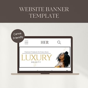 Luxus Golden Beauty Website Banner — Elegante Canva Vorlage für DIY Branding | Perfekt für Beauty-Businesses