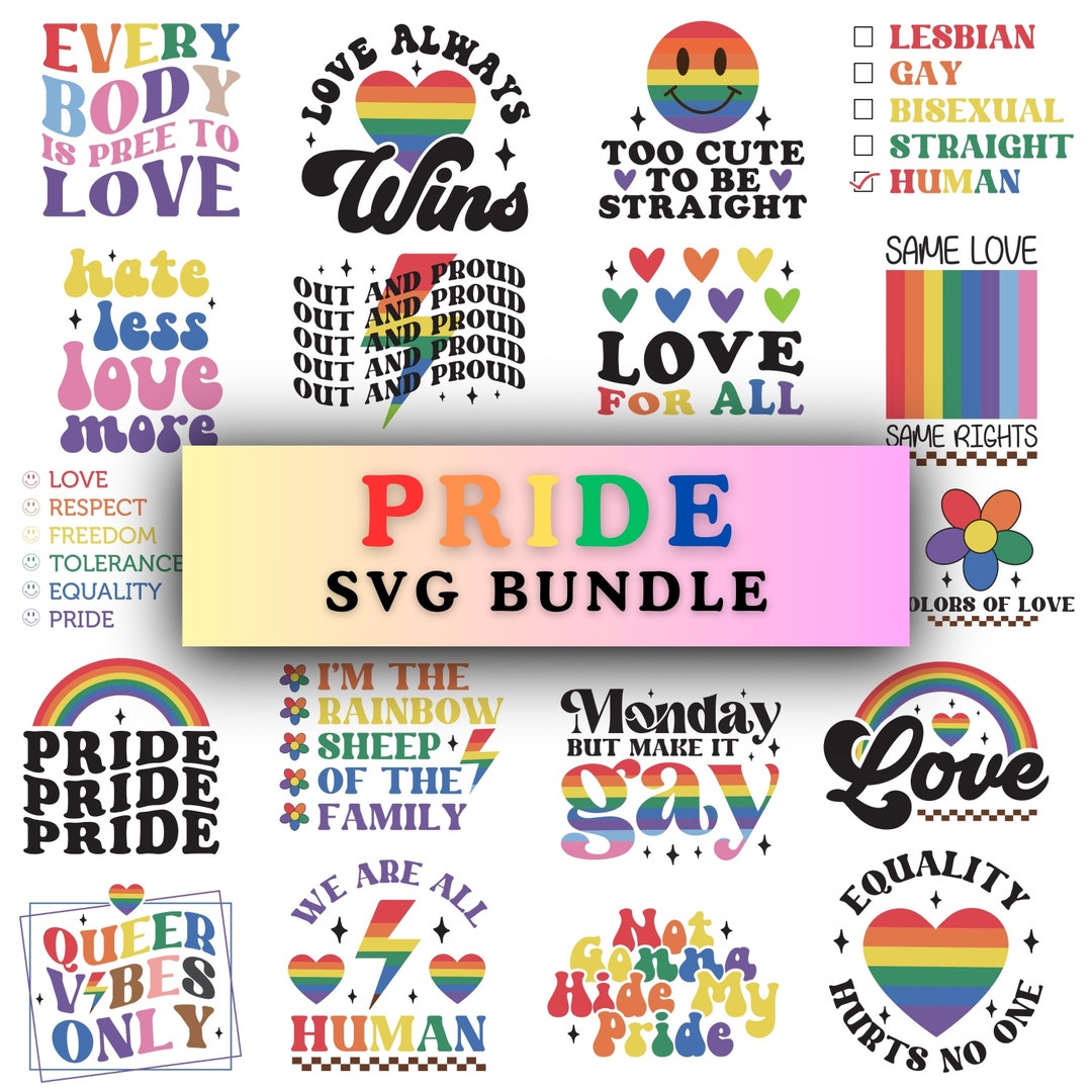 Retro Pride SVG Bundle, LGBTQ Pride SVG, Lesbian Png, Love is Love ...