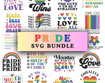 Ensemble rétro de fierté SVG, SVG de fierté LGBTQ, Png lesbien, chemise Love Is Love, tasse à café gay, png Rainbow Pride, cadeau Lgbtq, lot de sublimation