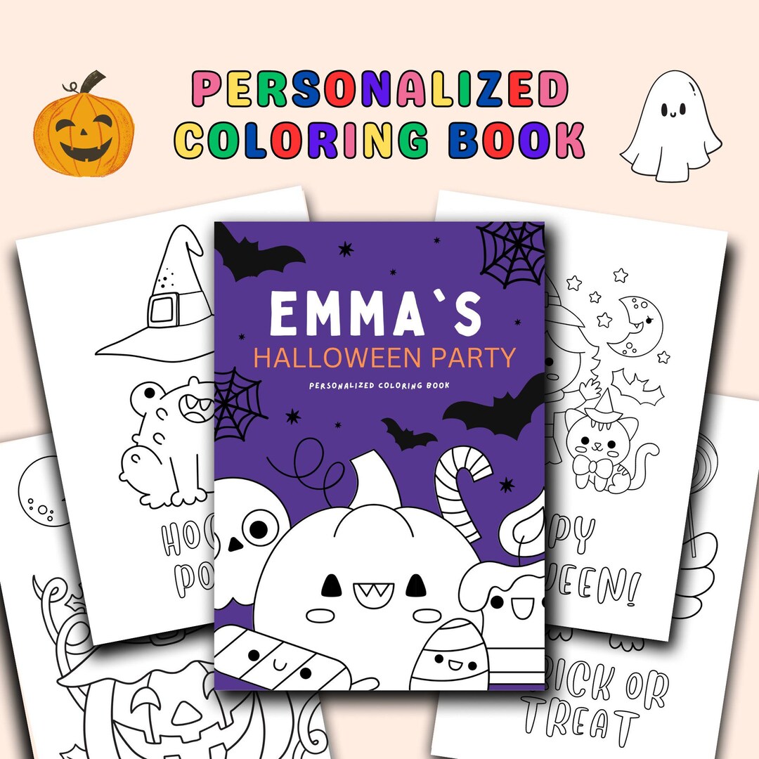 Personalized Halloween Coloring Book for Kids, Custom Name Coloring ...
