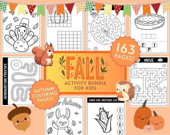 Fall Activities, Kids Fall Printable Activity, Autumn Activities, Autumn Coloring Pages, Fall Scavenger Hunt, Autumn Activity Bundle Thanks