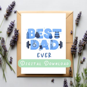 Mejor tarjeta del día del padre de papá, tarjeta de felicitación, tarjeta para papá, tarjeta del día del padre imprimible, tarjeta del día del padre de fitness, tarjeta de ejercicio de entrenamiento