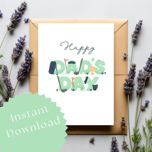 Tarjeta del Día del Padre Feliz, Tarjeta de felicitación del Día del Padre, Tarjeta de golf para papá, Descarga digital del Día del Padre, Tarjeta del Día del Padre imprimible, Día del Padre