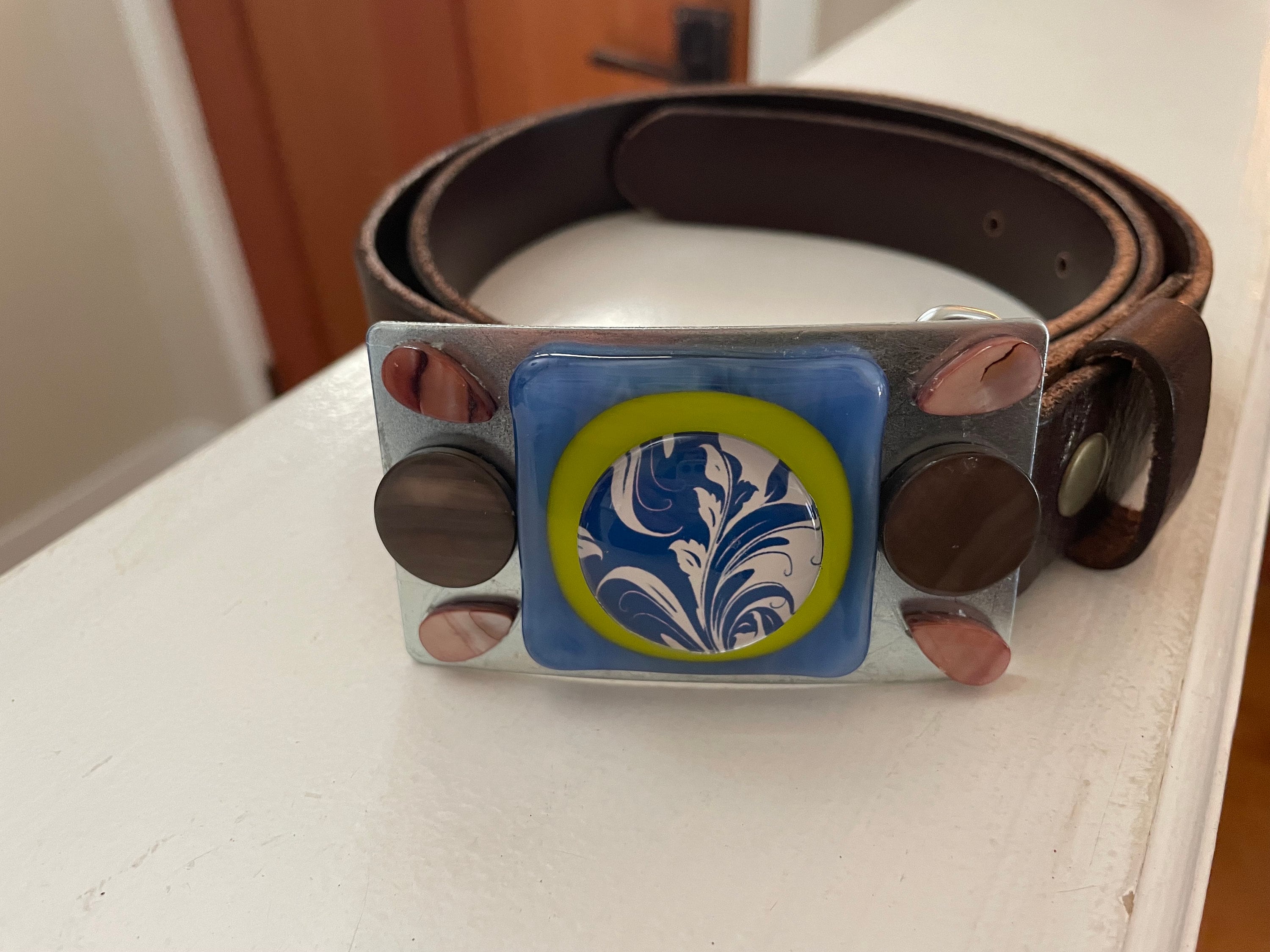 Gorgeous blue green belt buckle Blue Green Belt - Etsy main image 4