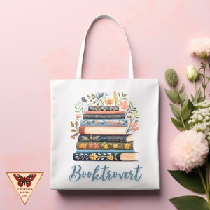 Booktrovert Tragetasche, Bücherwurm Tasche, Bücherwurm Tasche, Bücherwurm Tasche, Bücherwurm Tasche, Cottagecore Tasche, Trendige Ästhetik
