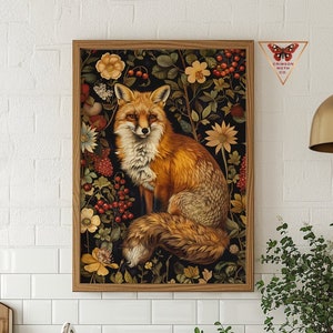 Premium Matt William Morris Rotfuchs Papier Poster Dunkel Cottagecore Goblincore Verzauberten Wald Botanisch Floral Fantastisch Magisch Fairycore