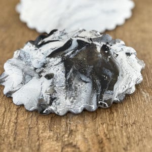 Handcrafted clay polymer black white and grey marble glitter hair barrette 3 inch