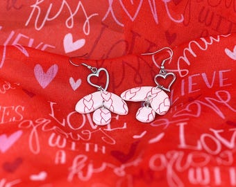 Boucles d'oreilles pendantes en forme de coeur en argent fabriquées à la main pour la Saint-Valentin