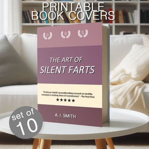 Funny Printable Book Cover Set of 10 Digital Download Bookcover Prank Commercial Use Sublimation Book Jacket