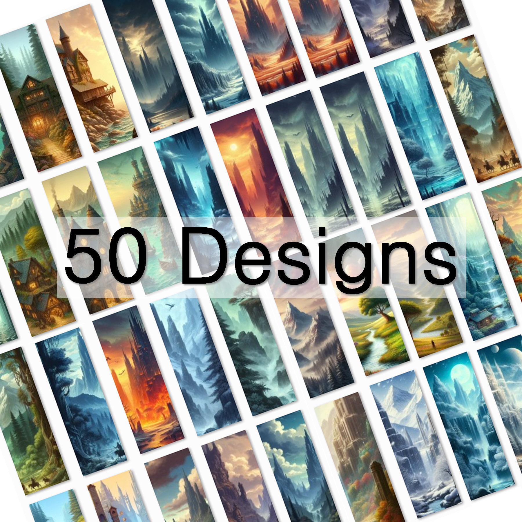 Fantasy Landscape Bookmarks: Set of 50 Printable Book Lover Gifts ...