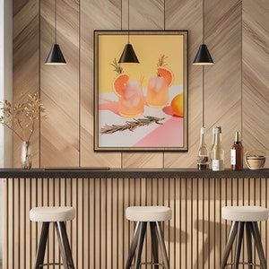Grapefruit Goddess | Pink Cocktail Art Print |  Bar Decor