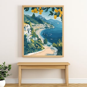 Positano Italy Wall Art | Amalfi Coast Digital Print | Mediterranean Coastal Landscape | Printable Travel Poster