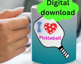 I Love Pickleball Mug Design, Sports Mug Wrap (PNG Digital Download)