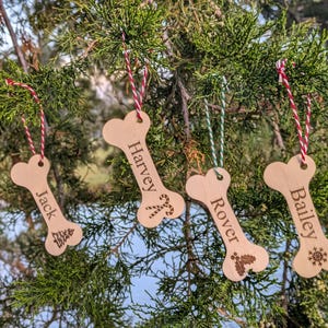Personalized dog pet Ornament, First Christmas Ornament, Christmas Dog Bone Ornament, Pet Lover Gift, Minimalistic Christmas Decor, Puppy