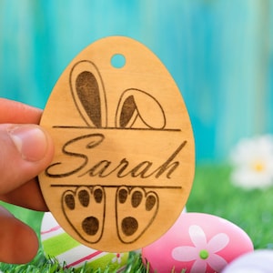 Personalized Wooden Easter Egg, Kids Name Engraved Easter Egg, My First Easter, Personalized Easter basket name tag, Kids name tags