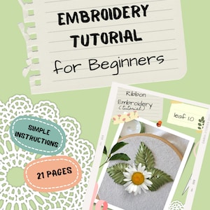 Ribbon Embroidery Tutorial, Leaf 1.0 Tutorial, PDF eBook, Fabric Flower Pattern, Ribbon Embroidery, Kak Ina Collection, Tutorial Book