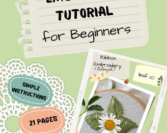 Ribbon Embroidery Tutorial, Leaf 1.0 Tutorial, PDF eBook, Fabric Flower Pattern, Ribbon Embroidery, Kak Ina Collection, Tutorial Book