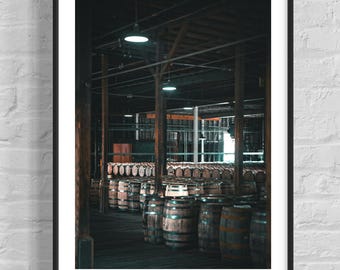 Buffalo Trace Distillery Print, Kentucky Bourbon Barrel House Photo, Man Cave Art