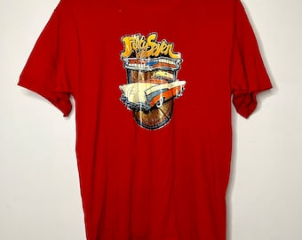 Vintage 80s Single Stitch Red ‘57 Chevy Glitter Iron On Graphic T Shirt