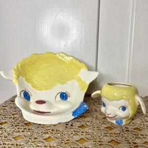 Vintage 60s Be A Little Lamb Plate and Cup Set