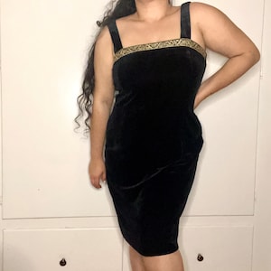Black Velvet Dress With Gold Trim - Etsy