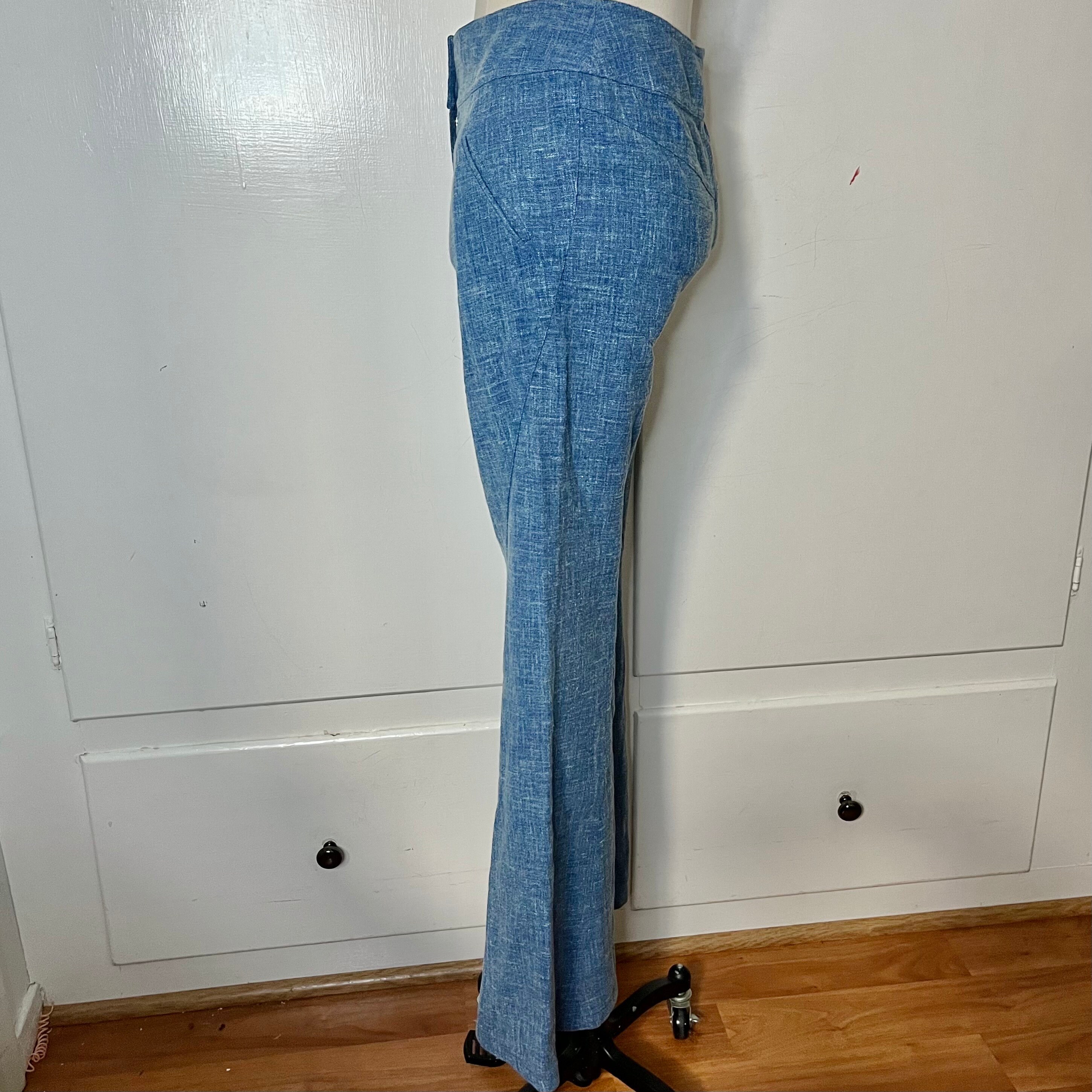 Vintage 90s Christian Dior Blue Linen Flare Trousers - Etsy