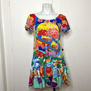 Vintage 80s/90s Jams World Chinatown Hattie Hawaiian Short Sleeve Mini Dress