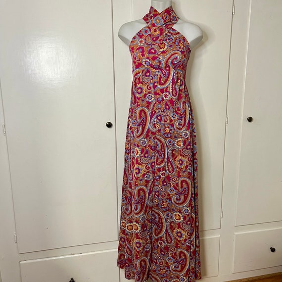 Vintage 60s/70s Psychedelic Floral Paisley Print … - image 1