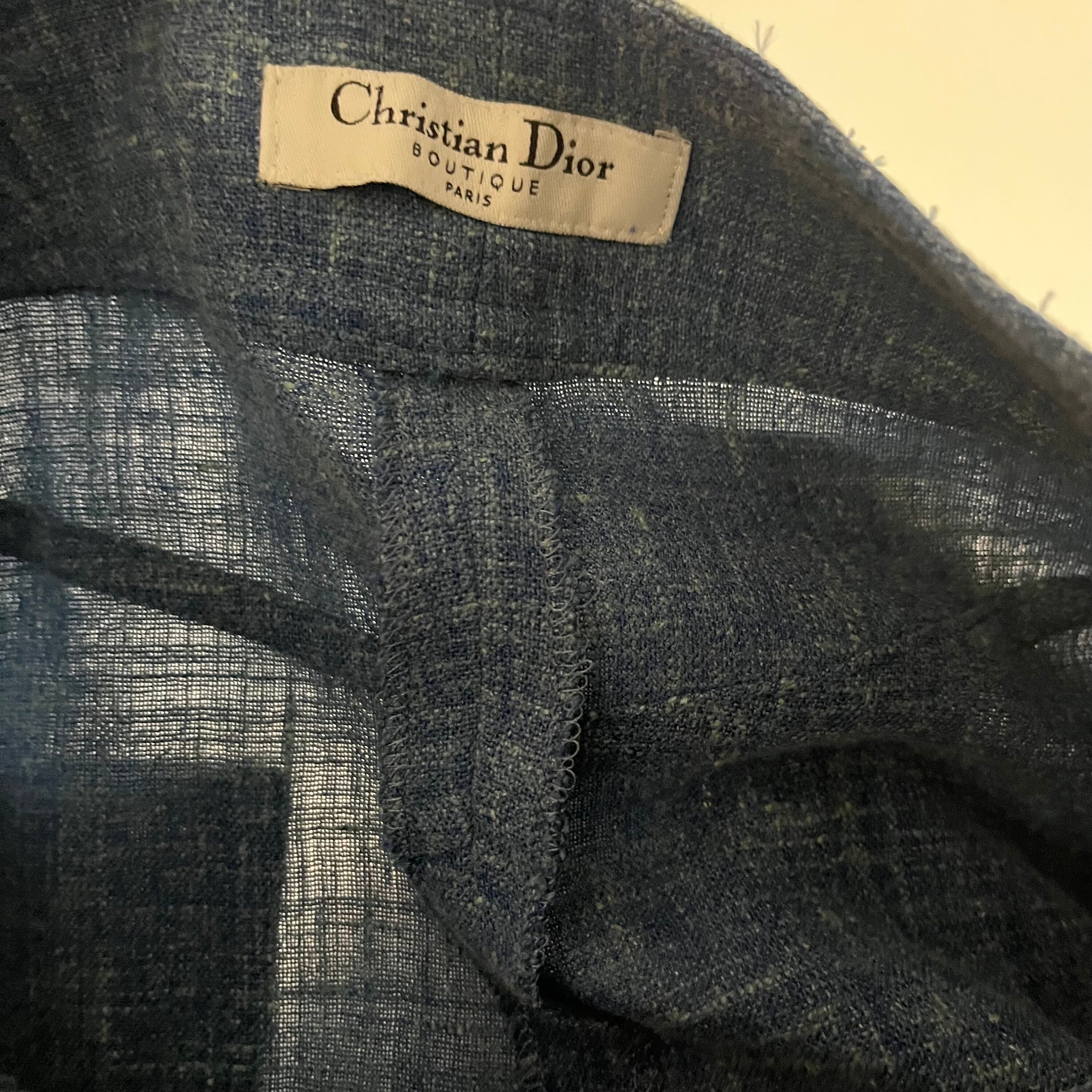 Vintage 90s Christian Dior Blue Linen Flare Trousers - Etsy