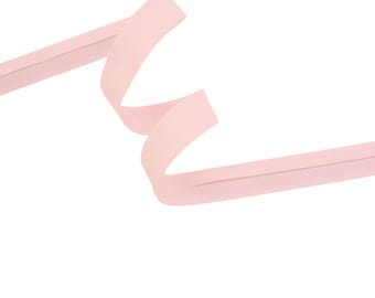Roze biaisband 100% effen katoen 25 mm (2,5 cm) breed voorgevouwen, gevouwen biaisband, flapbiasband