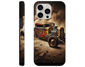 Hotrod Tough Phone case, Ratrod Phone Case, Hotrod with Flames, Classic Car Phone Case