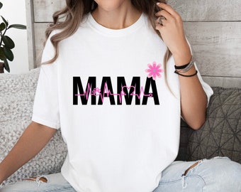 Mom T-shirt, mom t-shirt with flower , comfortable colors t-shirt, retro mom t-shirt, ideal mother's day gift, women's floral t-shirts