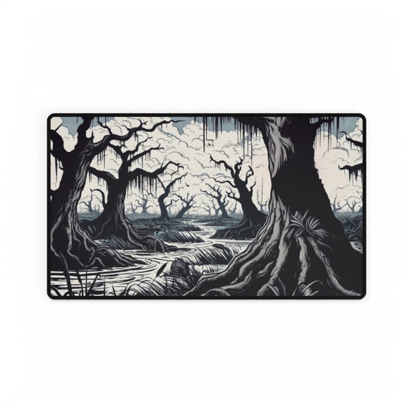 MTG Playmat Western Noir Swamp MTG Playmat - Premium Printing, Stitched Edges, Non-Slip Surface, 14 x 24 MTG Gift Commander Playmat