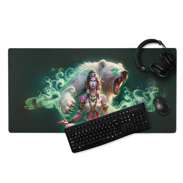 World of Warcraft Gaming Mouse Pad Guardian Druid Desk Mat WoW Gaming Mat, Anti-Slip Writing Mat, Water Resistant Office Decor Office Gift