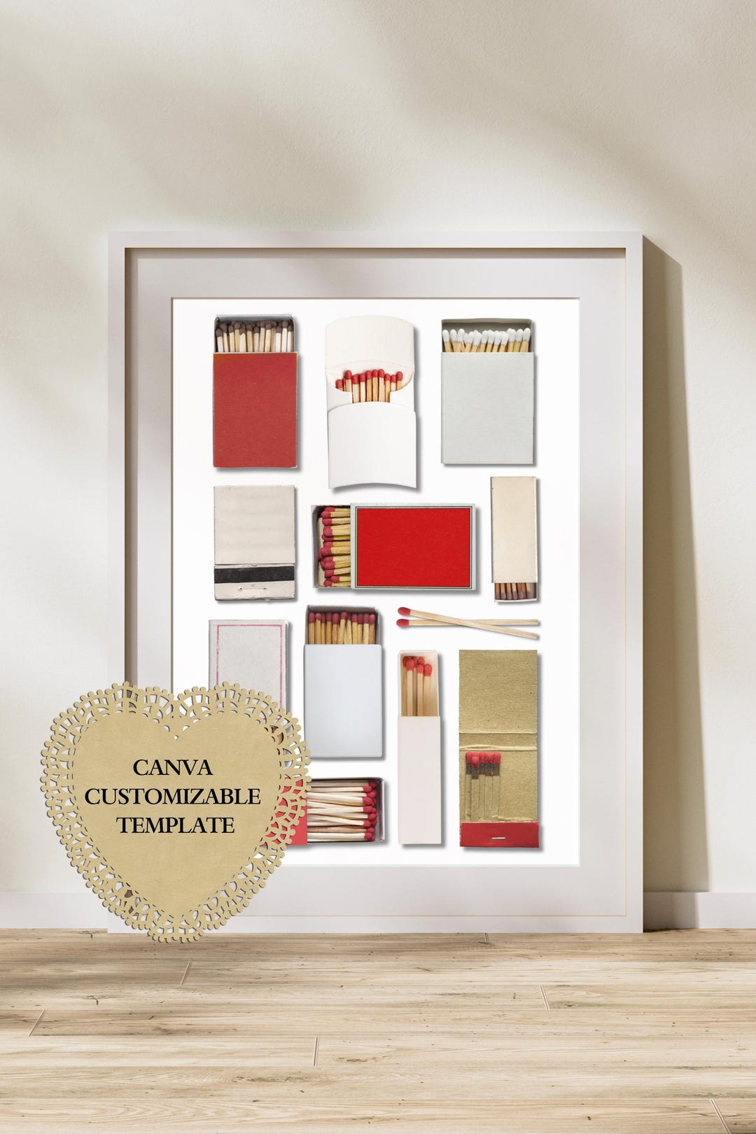 Red Match Color Cover Red | Matchbook Art Canva Templatedigital Download | Custom Matches ...