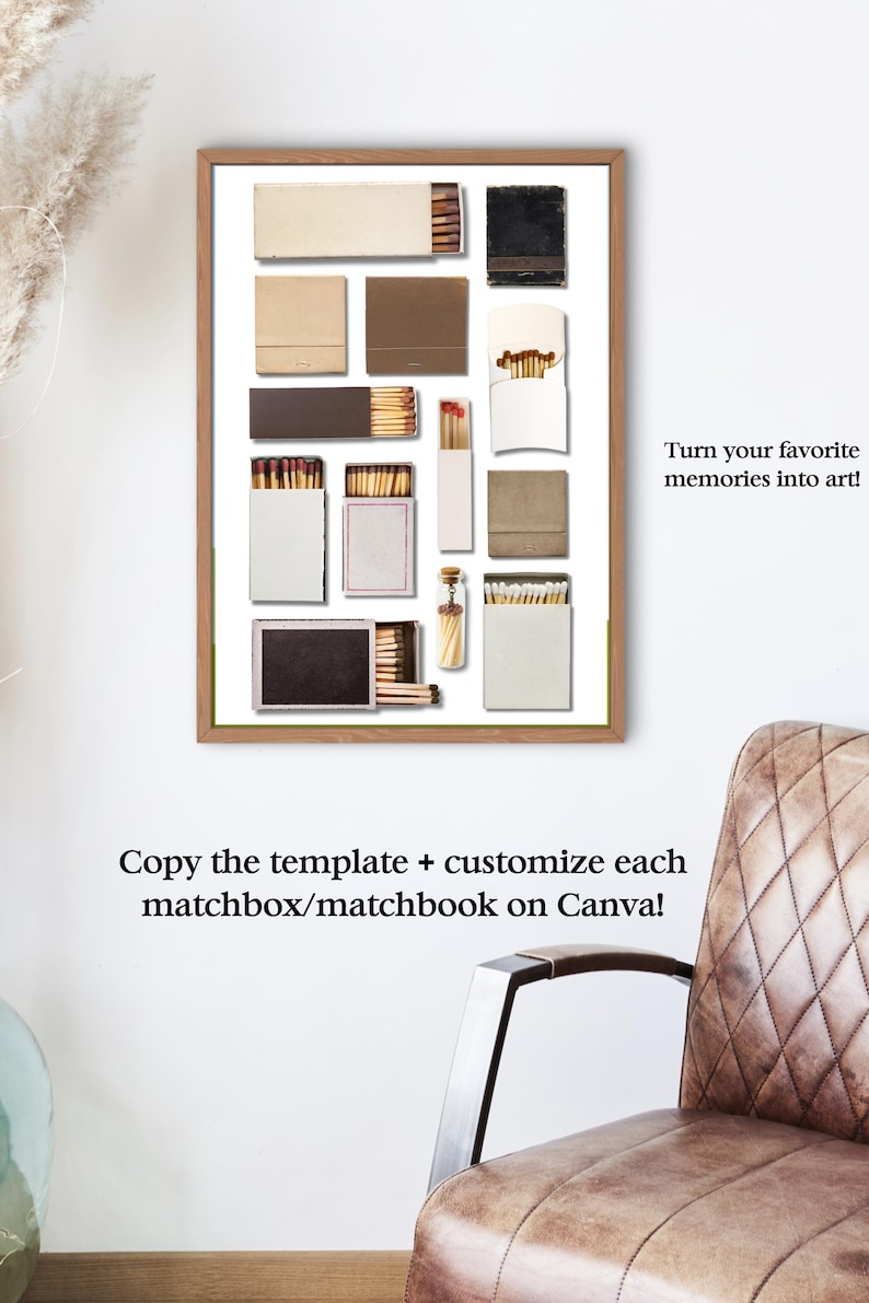 Matchboxes Patern Brown/neutral| Matchbook Art Canva Template | Blank | Digital Download ...