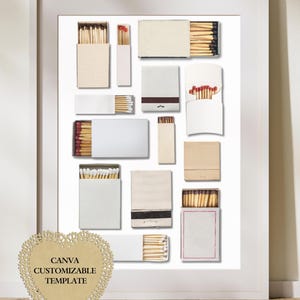 Cream/White Matchbook Art Canva Template | Blank | Digital Download | Custom Matches | Personalized Digital Matchbook Gift