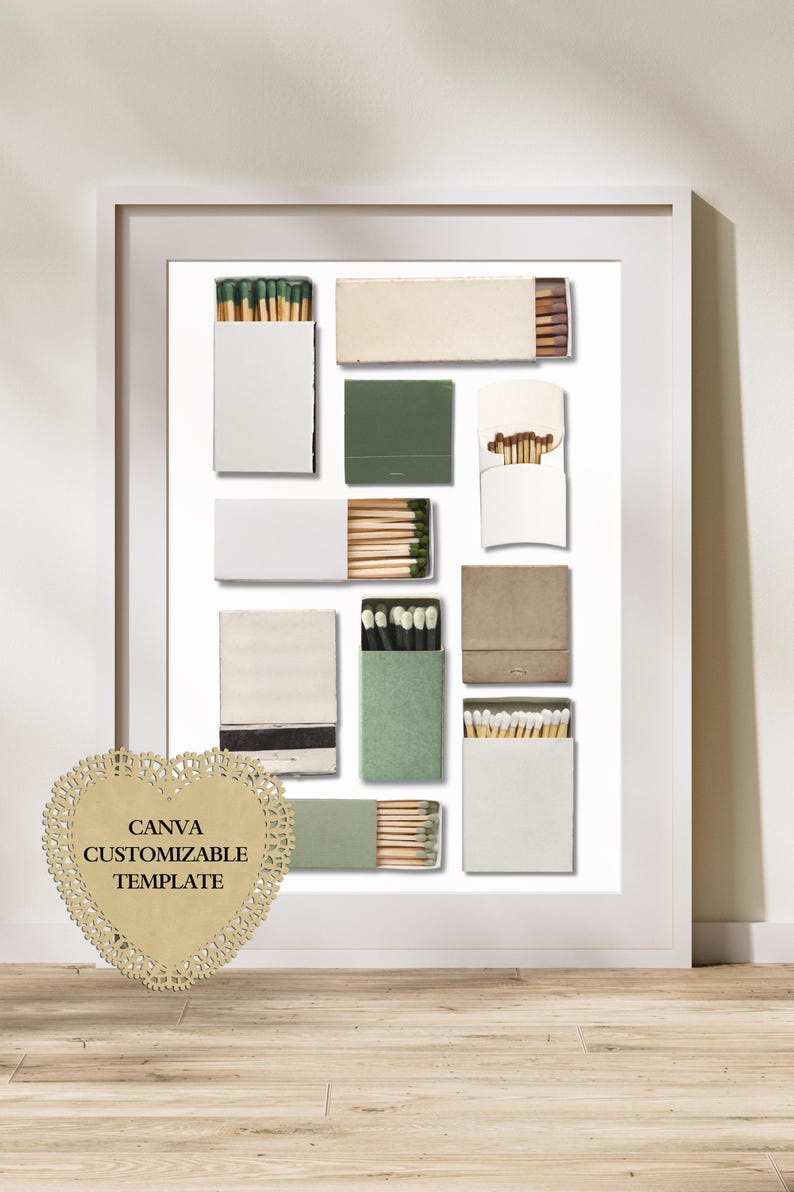 Green Neutral | Matchbook Art Canva Template | Blank | Digital Download ...