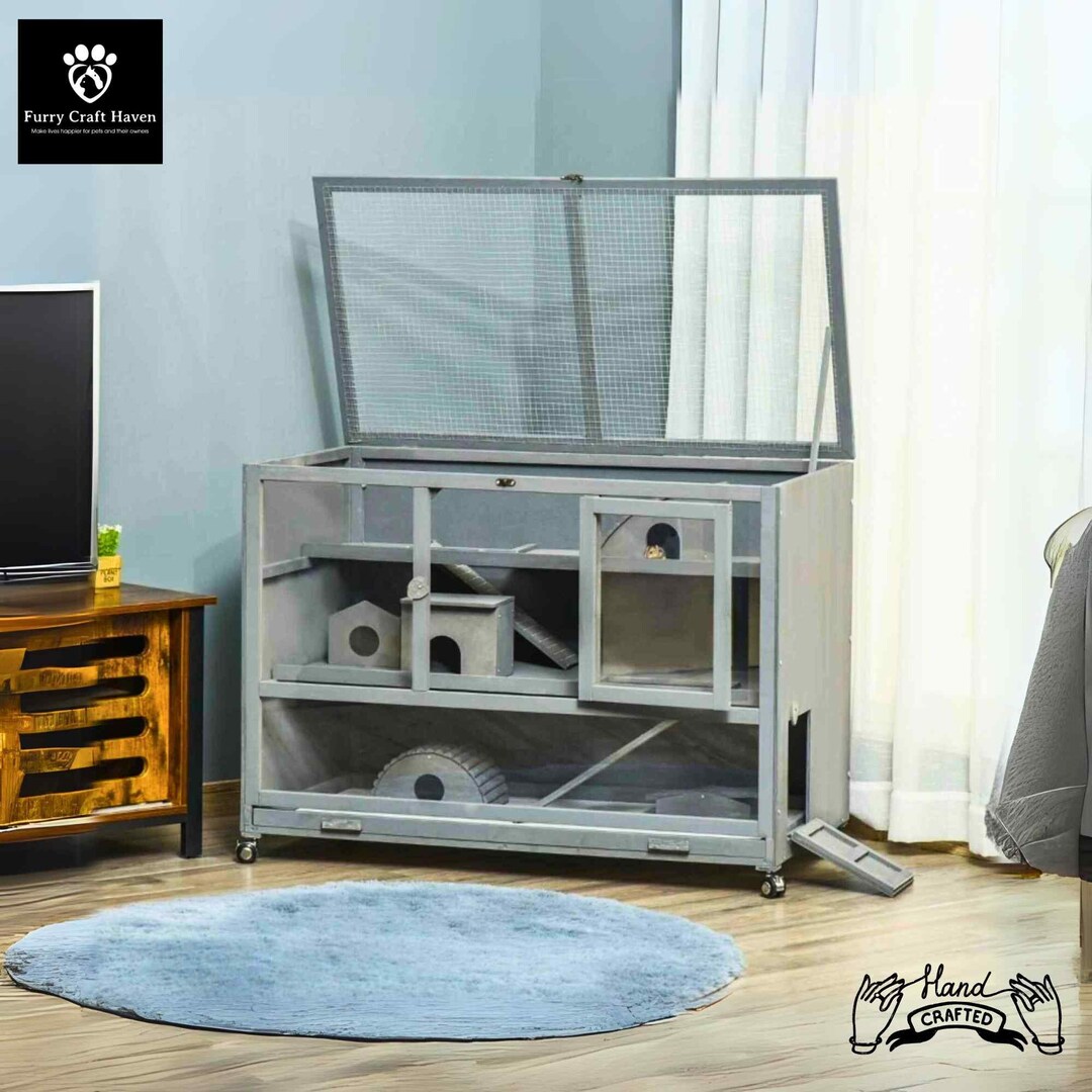 3 Tier Wooden Large Hamster Cage, Hamster Habitat Enclosure, Pet House ...