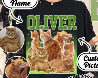 Personalized Cat Dad T-Shirt, Custom Pet Photo Shirt