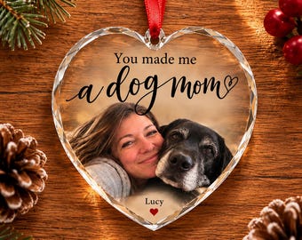 Ornement de Noël personnalisé pour maman de chien, décoration de Noël avec photo personnalisée, souvenir avec le nom de votre animal, cadeau de Noël pour maman de chien